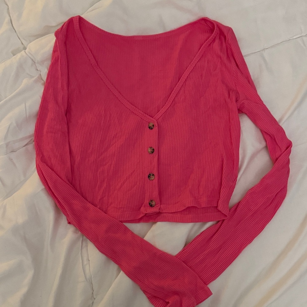 Hot Pink Button-Up Women's Top